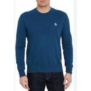 Robert Graham -XL- Drifters Teal Cotton-Linen Crewneck Sweater NWT $178